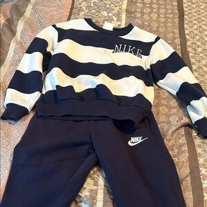 Nike Kids Navy and White Striped Sweatshirt and Joggers